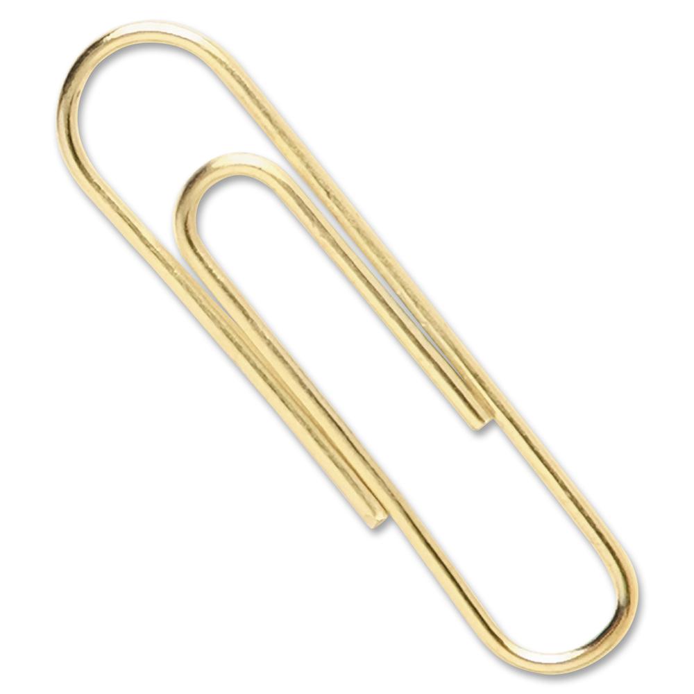 ACCO Gold Tone Paper Clips - No. 2 - 1.4" Length x 0.5" Width - 10 Sheet Capacity - for Office, Home, School, Document, Paper - Sturdy, Flex Resistant, Bend Resistant - 400 / Pack - Gold. Picture 2
