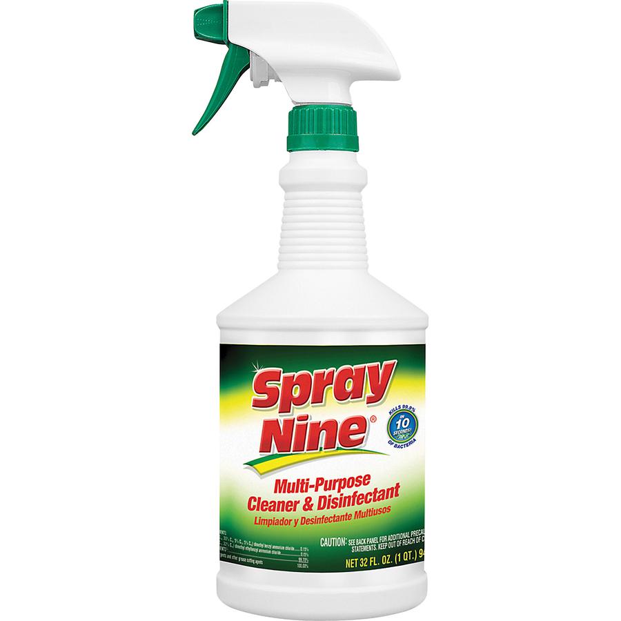 Spray Nine Heavy-Duty Cleaner/Degreaser w/Disinfectant - Spray - 32 fl oz (1 quart) - Bottle - 12 / Carton - Clear. Picture 6