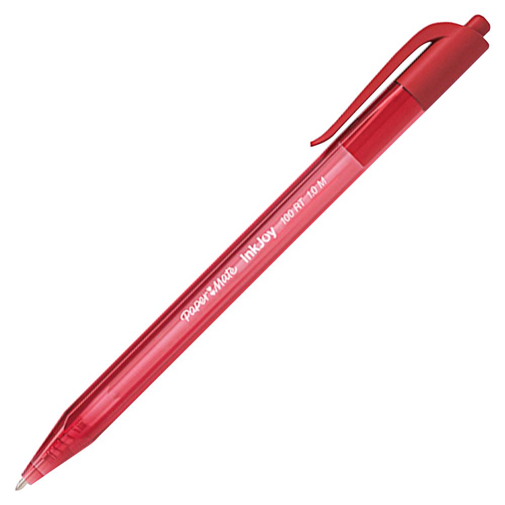 Paper Mate InkJoy 100 RT Pens - Medium Pen Point - 1 mm Pen Point Size - Retractable - Red - Translucent Barrel - 1 Dozen. Picture 2