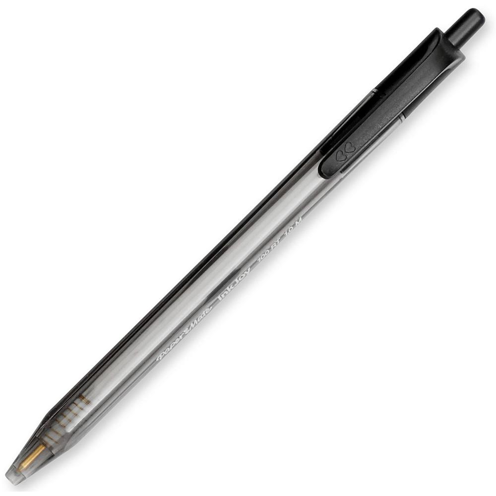 Paper Mate InkJoy 100 RT Pens - Medium Pen Point - 1 mm Pen Point Size - Retractable - Black - Translucent Barrel - 12 / Dozen. Picture 4