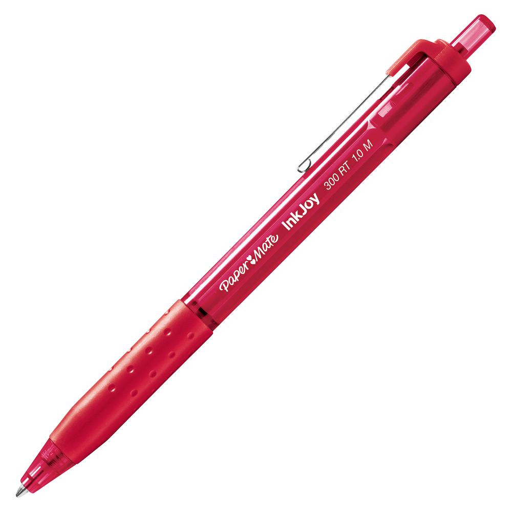 Paper Mate Inkjoy 300 RT Ballpoint Pens - 1 mm Pen Point Size - Retractable - Red - Red Barrel - 1 Dozen. Picture 3