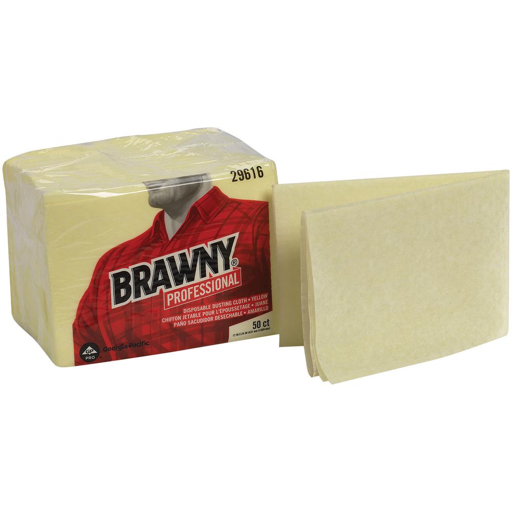 Brawny&reg; Professional Disposable Dusting Cloths - Wipe - 17" Width x 24" Length - 200 / Carton - Yellow. Picture 3