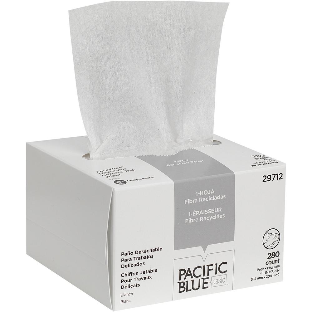 Pacific Blue Basic AccuWipe Recycled Disposable Delicate Task Wipers - For Precision Part, Instrument, Lens - Absorbent, Soft, Non-abrasive, Disposable, Streak-free - Fiber - 280 / Box - 60 / Carton -. Picture 3