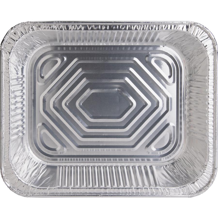 Genuine Joe Half-size Disposable Aluminum Pan - Cooking, Serving - Disposable - Silver - Aluminum Body - 100 / Carton. Picture 14