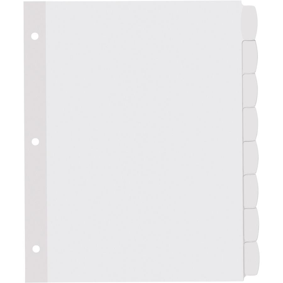 Avery&reg; Big Tab Printable White Label Dividers - 160 x Divider(s) - 8 - 8 Tab(s)/Set - 8.5" Divider Width x 11" Divider Length - 3 Hole Punched - White Paper Divider - White Paper Tab(s) - Recycled. Picture 5