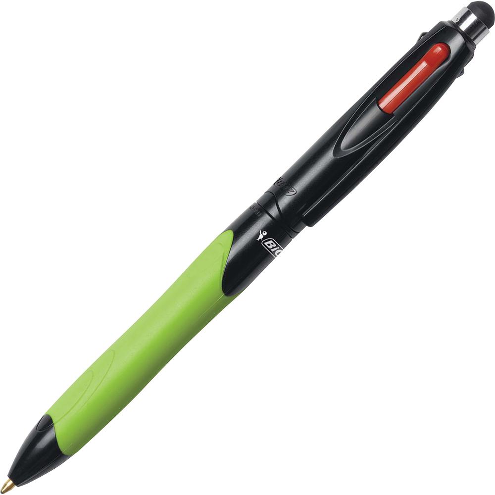 BIC 4 Color Stylus Plus Pen - 1 mm Pen Point Size - Refillable - Retractable - Blue, Black, Red, Green - 1 / Pack. Picture 3