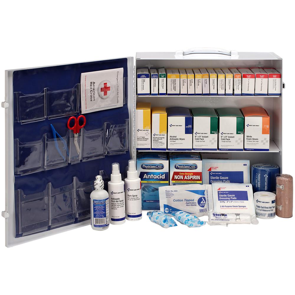First Aid Only 3-Shelf First Aid Cabinet with Medications - ANSI Compliant - 675 x Piece(s) For 100 x Individual(s) - 15.5" Height x 17" Width x 5.8" Depth Length - Steel Case - 1 Each. Picture 2