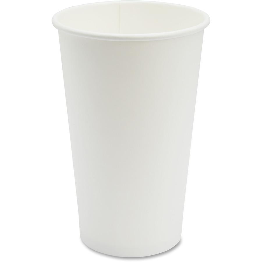 Genuine Joe 16 oz Disposable Hot Cups - 50 / Pack - 20 / Carton - White - Polyurethane - Coffee, Hot Drink, Picnic, Company, Tea, Hot Chocolate, Beverage. Picture 6