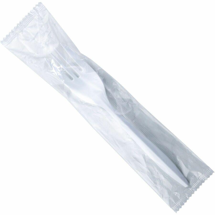 Genuine Joe Individually Wrapped Fork - 1 Piece(s) - 1000/Carton - 1 x Fork - Disposable - Polypropylene - White. Picture 5