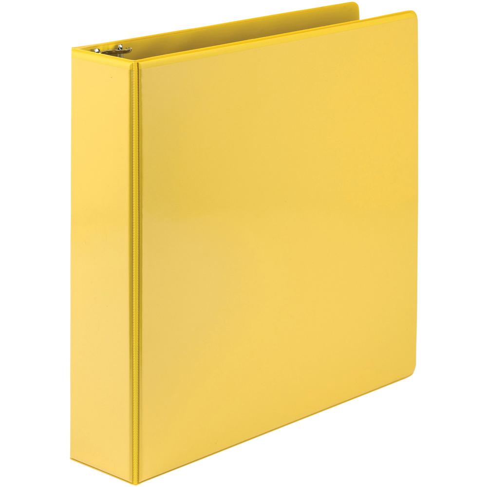 Samsill Economy 2" Round-Ring View Binder - 2" Binder Capacity - Round Ring Fastener(s) - Inside Front & Back Pocket(s) - Board, Vinyl - Yellow - 1.12 lb - Recycled - Rust Resistant, Rigid, Clear Over. Picture 2