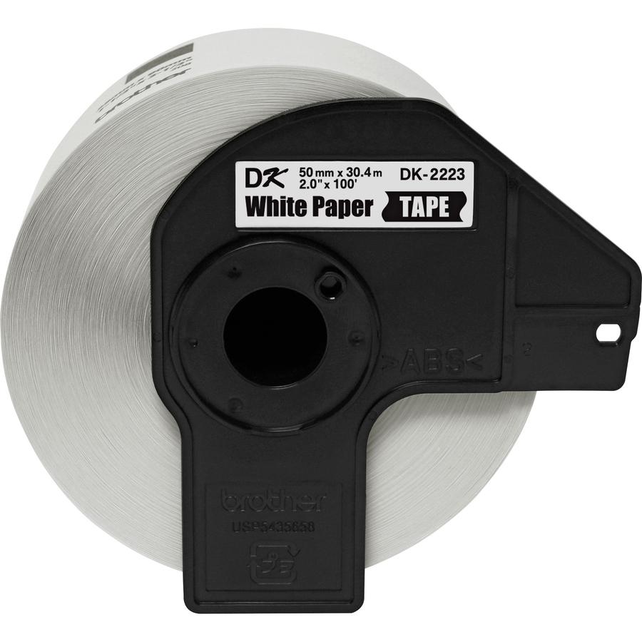 Brother DK2223 - White Continuous Length Paper Tape - Permanent Adhesive - 2" Width x 100 ft Length - White - Paper. Picture 3