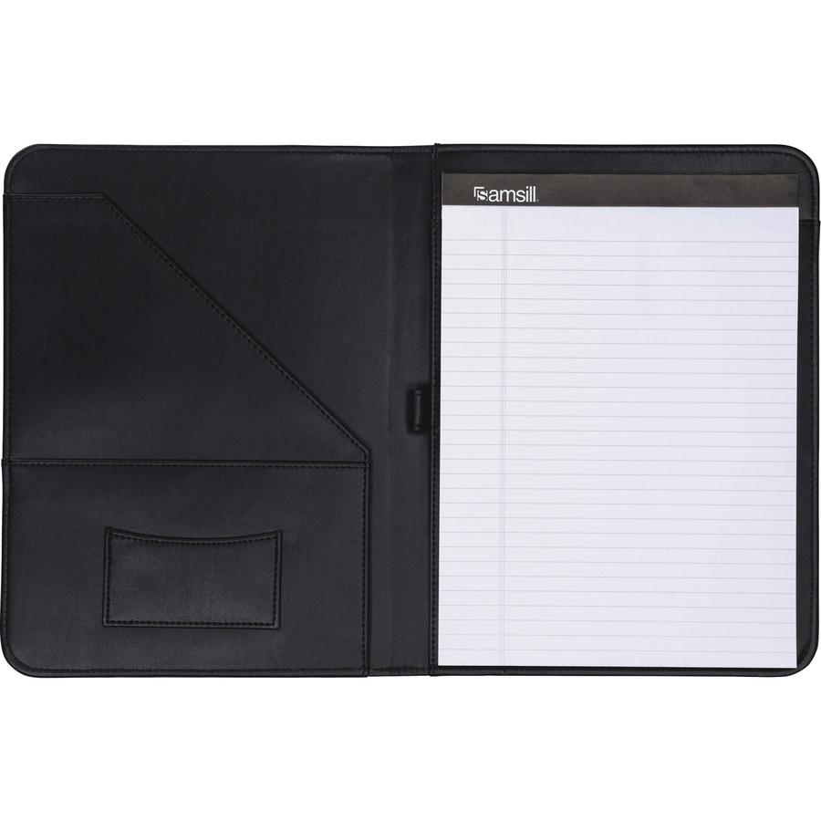Samsill Letter Pad Folio - 8 1/2" x 11" - Leather - Black - 1 Each. Picture 5