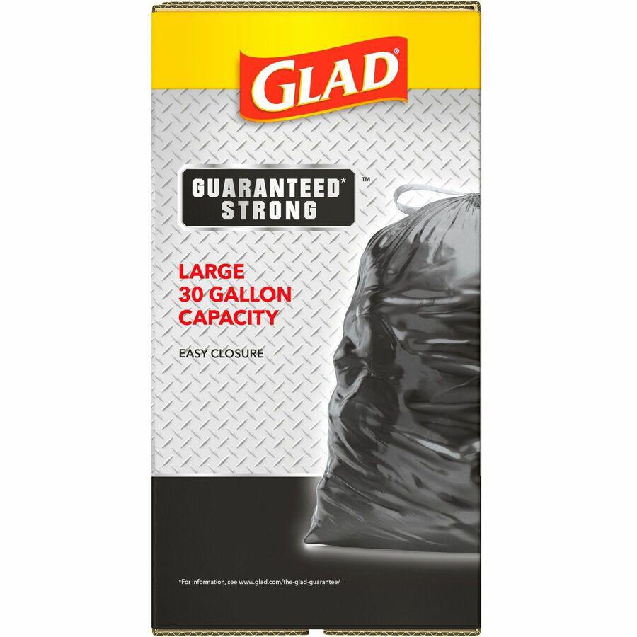 Glad Large Drawstring Trash Bags - Large Size - 30 gal Capacity - 30" Width x 32.99" Length - 1.05 mil (27 Micron) Thickness - Drawstring Closure - Black - Plastic - 90/Carton - Garbage, Indoor, Outdo. Picture 14