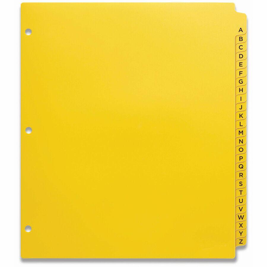 Avery&reg; Heavy-Duty Plastic A-Z Industrial Dividers - 26 x Divider(s) - 26 Tab(s) - A-Z - 26 Tab(s)/Set - 8.5" Divider Width x 11" Divider Length - 3 Hole Punched - Yellow Plastic Divider - Yellow P. Picture 3
