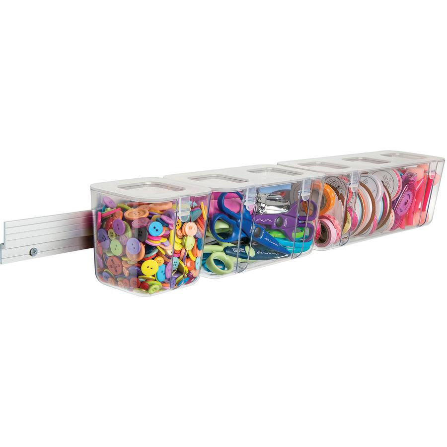 Deflecto Stackable Caddy Organizer Multi-Pack Bundle - 17.3" Height x 16" Width x 11" DepthFloor - White - 1 / Set. Picture 4