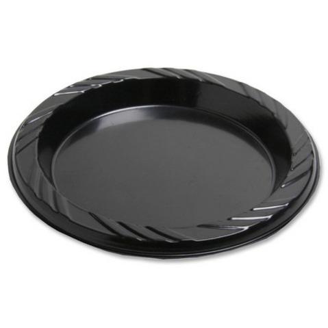 Genuine Joe Round Plastic Black Plates - Black - Plastic Body - 500 / Bundle. Picture 9