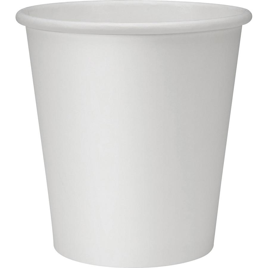 Genuine Joe 10 oz Disposable Hot Cups - 50 / Pack - 5 / Bundle - White - Polyurethane - Hot Drink, Beverage. Picture 9