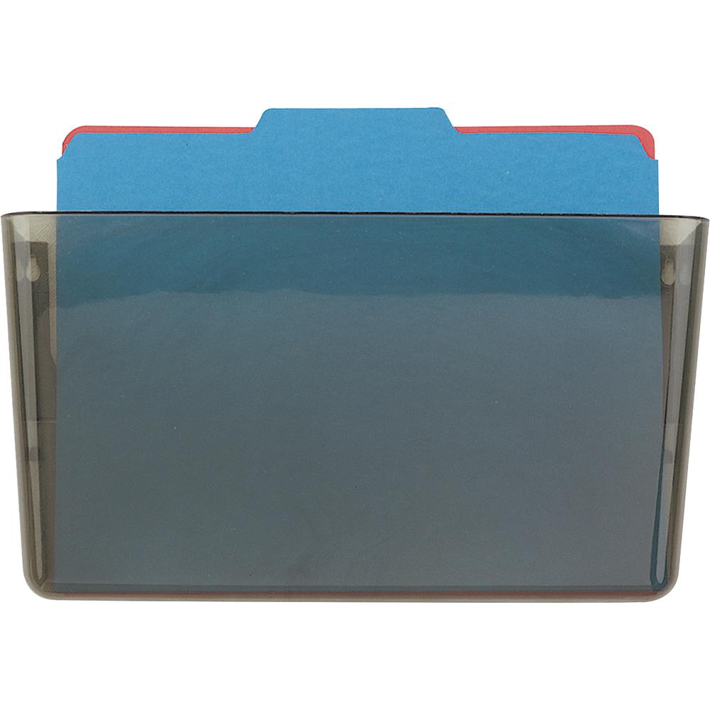 Officemate Wall Mountable Space-Saving Files - 7" Height x 13" Width x 4.1" Depth - Smoke - Plastic - 4 / Carton. Picture 2