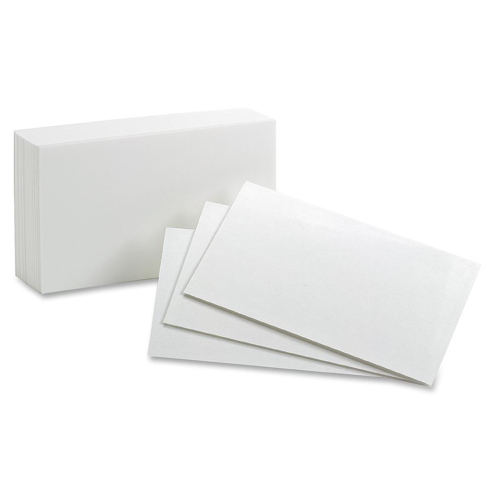 Oxford Plain Index Cards - 3" x 5" - 85 lb Basis Weight - 500 / Bundle - Sustainable Forestry Initiative (SFI) - White. Picture 2