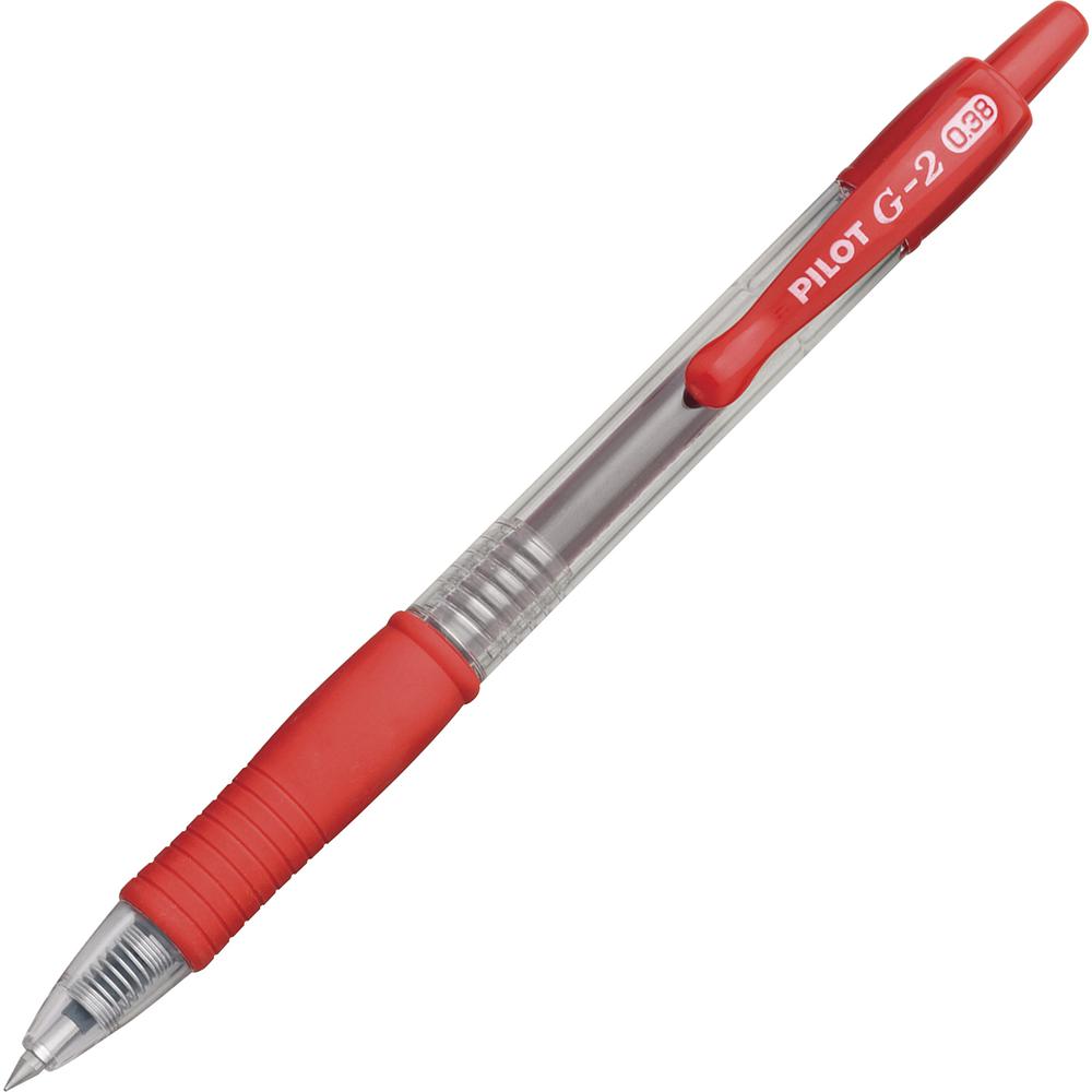 G2 Ultra Fine Retractable Pens - Ultra Fine Pen Point - 0.38 mm Pen Point Size - Refillable - Retractable - Red Gel-based Ink - Clear Barrel - 24 / Bundle. Picture 4