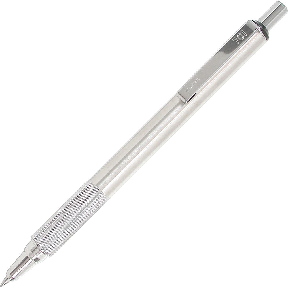 Zebra Pen STEEL 7 Series F-701 Retractable Ballpoint Pen - 0.7 mm Pen Point Size - Refillable - Retractable - Black - Stainless Steel Barrel - 6 / Box. Picture 5