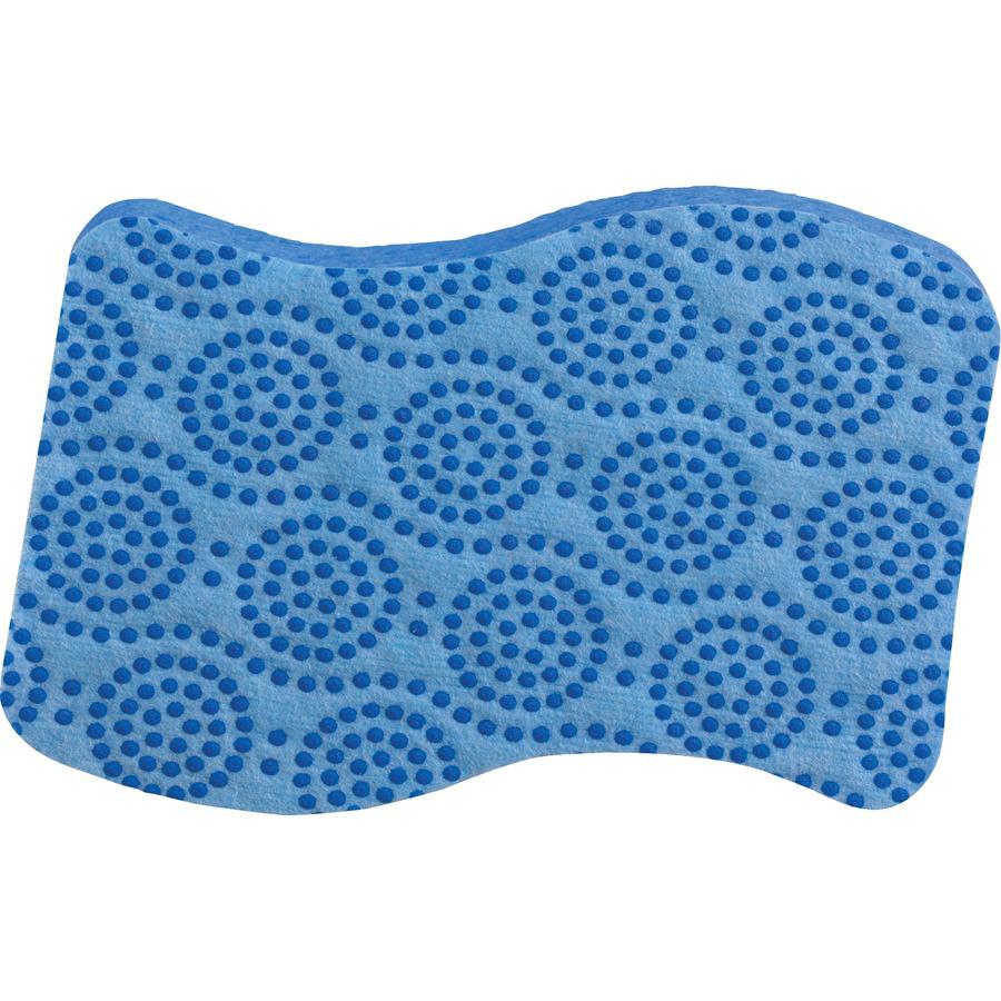 Scotch-Brite Scrub Dots Non-Scratch Sponge - 4.8" Height x 6.5" Width x 2.5" Depth - 6/Pack - Blue. Picture 3