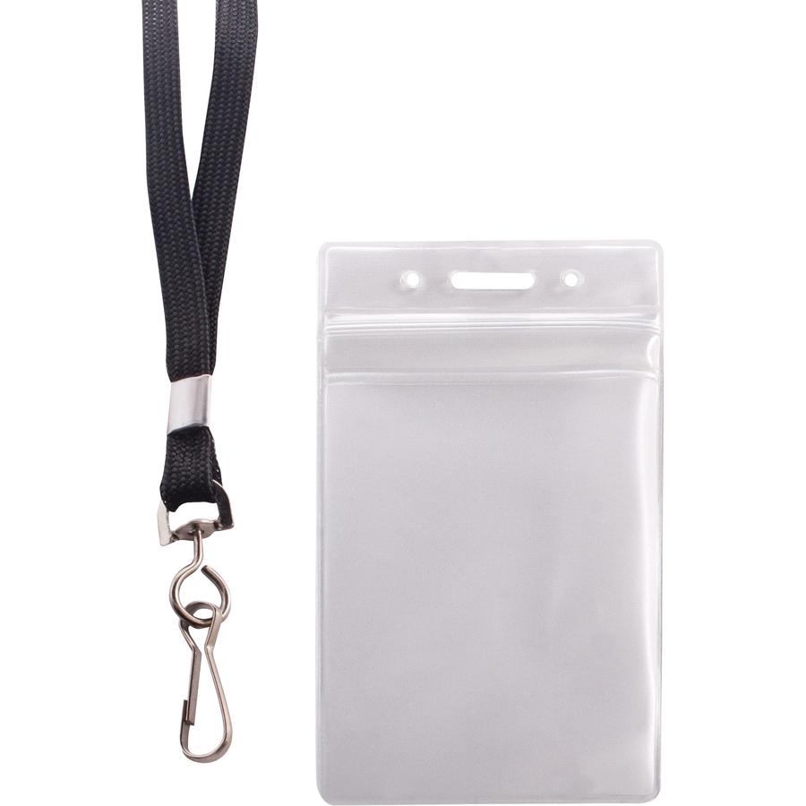 Advantus ID Holder/Lanyard Combo Pack - Support 3.75" x 2.58" Media - Vertical - Vinyl - 20 / Pack - Black/Clear - Durable. Picture 2
