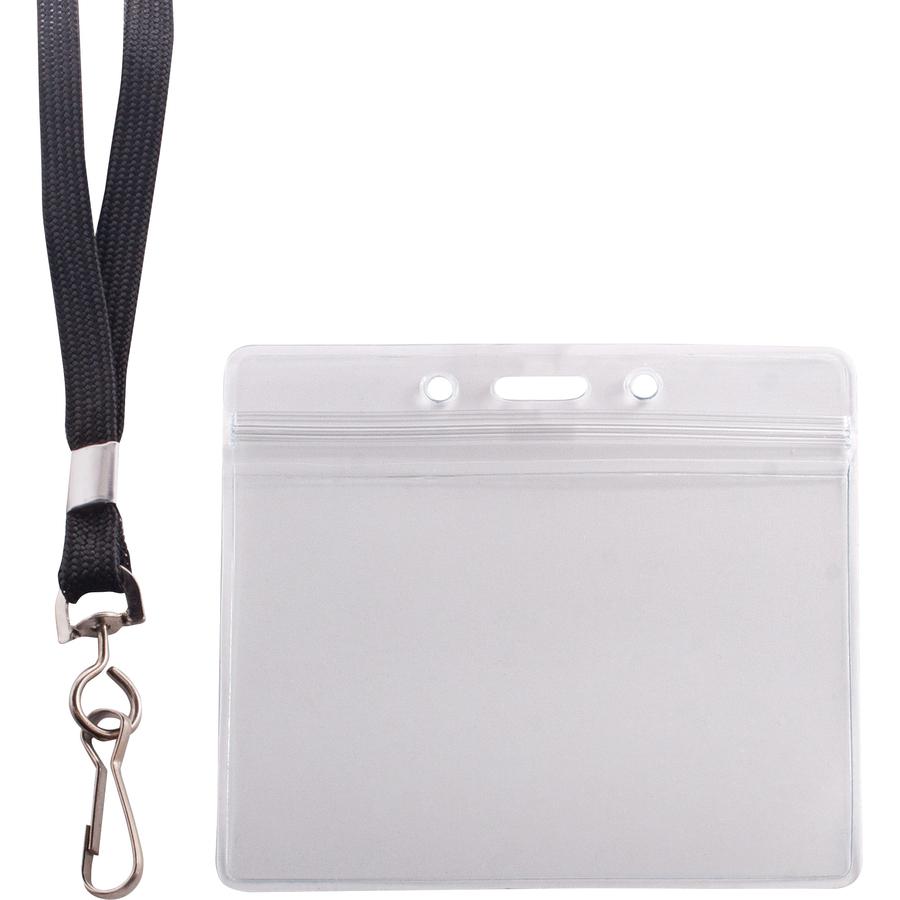 Advantus ID Holder/Lanyard Combo Pack - Support 3.75" x 2.63" Media - Horizontal - Vinyl - 20 / Pack - Black/Clear - Durable. Picture 3