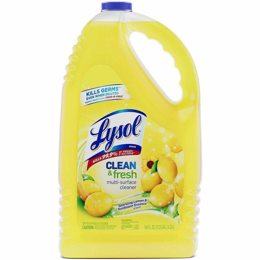 Lysol Clean/Fresh Lemon Cleaner - Liquid - 144 fl oz (4.5 quart) - Clean & Fresh Lemon Scent - 4 / Carton - Yellow. Picture 2