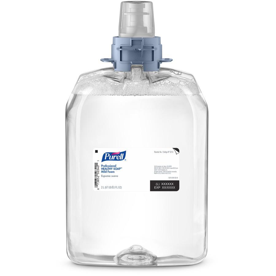 PURELL&reg; FMX-20 HEALTHY SOAP&trade; Mild Foam Refill - Fragrance-free ScentFor - 67.6 fl oz (2 L) - Dirt Remover, Kill Germs - Hand, Skin - Moisturizing - Clear - Dye-free, Bio-based - 2 / Carton. Picture 3