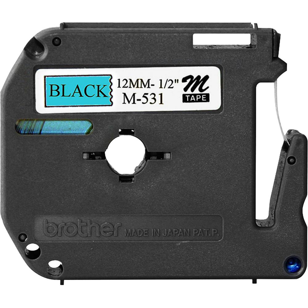 Brother P-touch Nonlaminated M Series Tape Cartridge - 1/2" Width x 26 1/5 ft Length - Rectangle - Blue, Black - 3 / Bundle - Non-laminated, Self-adhesive. Picture 2