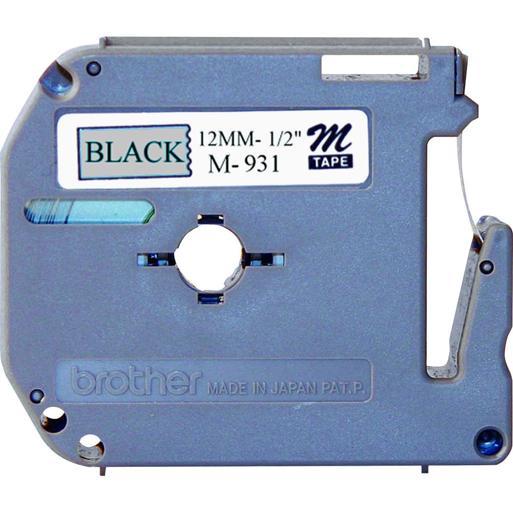 Brother P-touch Nonlaminated M Series Tape Cartridge - 1/2" Width - Rectangle - Direct Thermal - Silver, Black - 3 / Bundle. Picture 4