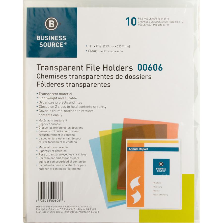 Business Source Letter File Sleeve - 8 1/2" x 11" - 20 Sheet Capacity - Clear - 50 / Box. Picture 8