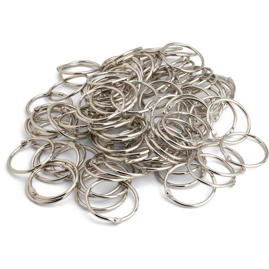 Business Source Standard Book Rings - 1.5" Diameter - Silver - Nickel Plated - 500 / Bundle. Picture 5