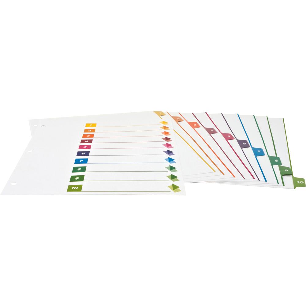 Business Source Color-coded Table of Contents/Tabs Index Dividers - Printed Tab(s) - Digit - 1-10 - 10 Tab(s)/Set - 3 Hole Punched - Multicolor Divider - Multicolor Mylar Tab(s) - 24 / Box. Picture 3