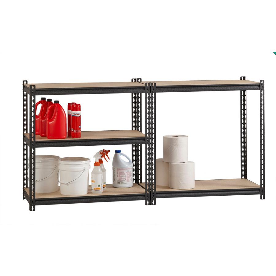 Lorell Iron Horse 2300 lb Capacity Riveted Shelving - 5 Shelf(ves) - 72" Height x 36" Width x 18" Depth - 30% Recycled - Black - Steel, Particleboard - 1 Each. Picture 9