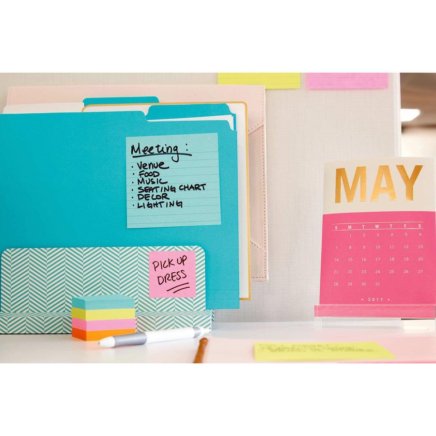 Post-it&reg; Super Sticky Pop-up Lined Note Refills - 4" x 4" - Square - 90 Sheets per Pad - Blue - Sticky - 5 / Pack. Picture 8