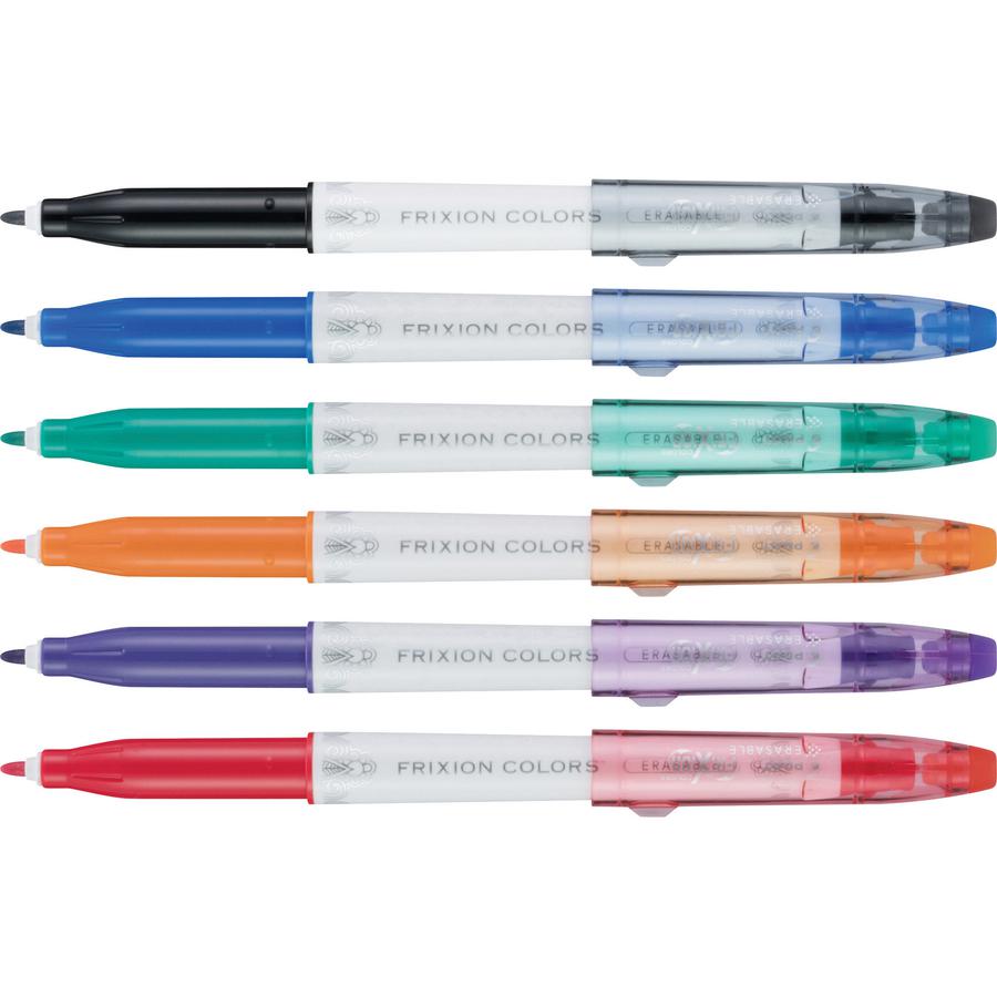 Pilot FriXion Colors Erasable Marker Pens - Bold Pen Point - 2.5 mm Pen Point Size - Black, Blue, Red, Green, Orange, Purple - White Barrel - 6 / Pack. Picture 2