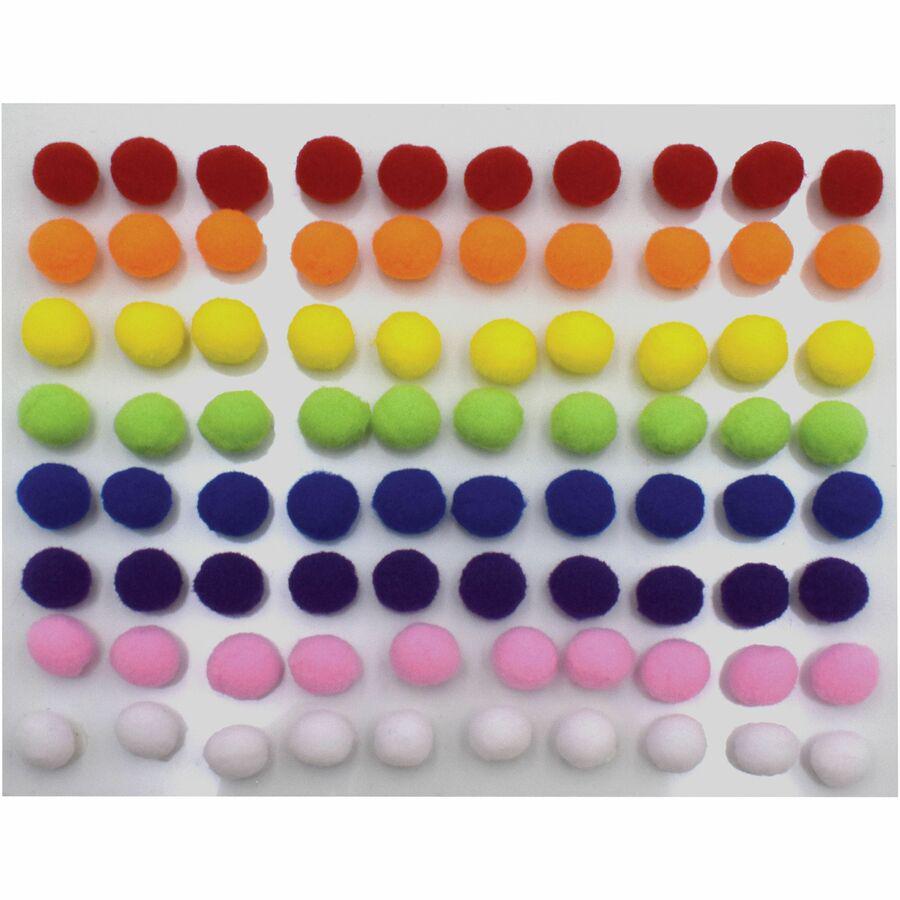 Creativity Street Peel-n-Stick Pom Pons - Project - 11.75"Height x 1.50"Width x 9.25"Length - 240 / Pack - White, Pink, Purple, Blue, Yellow, Orange, Green, Red - Plush. Picture 8