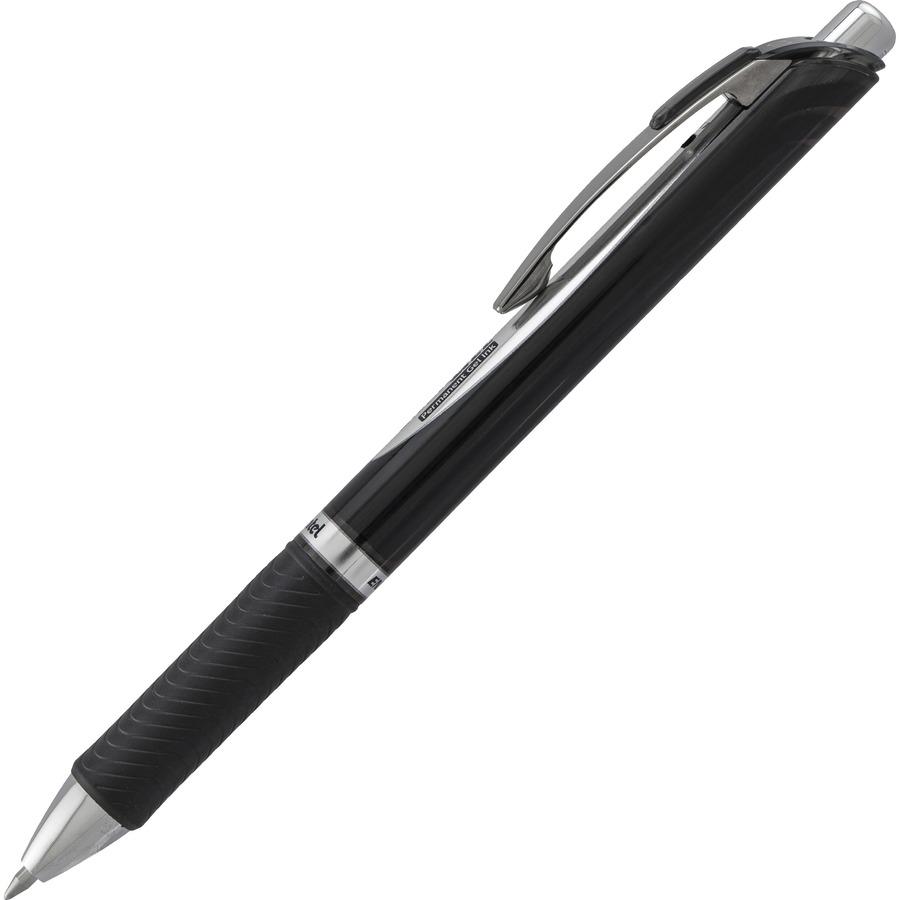 EnerGel PRO Retractable Liquid Gel Ink Pens - Medium Pen Point - 0.7 mm Pen Point Size - Refillable - Retractable - Black Gel-based Ink - Black Stainless Steel Barrel - Metal Tip - 3 / Pack. Picture 2