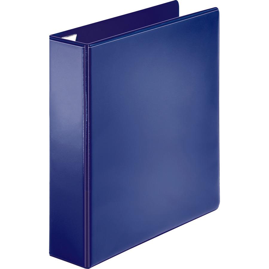 Business Source Easy Open Nonstick D-Ring View Binder - 2" Binder Capacity - Letter - 8 1/2" x 11" Sheet Size - D-Ring Fastener(s) - 4 Pocket(s) - Polypropylene - Navy - Non-stick - 1 Each. Picture 5