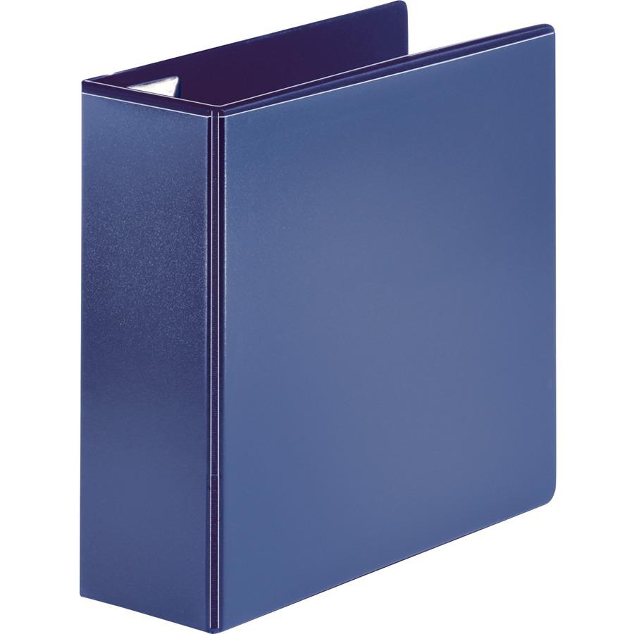 Business Source Easy Open Nonstick D-Ring View Binder - 4" Binder Capacity - Letter - 8 1/2" x 11" Sheet Size - D-Ring Fastener(s) - 4 Pocket(s) - Polypropylene - Navy - Non-stick - 1 Each. Picture 4