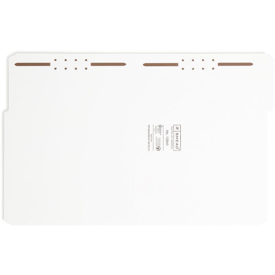 Smead 1/3 Tab Cut Letter Recycled Fastener Folder - 8 1/2" x 11" - 3/4" Expansion - 2 x Prong K Style Fastener(s) - 2" Fastener Capacity - Assorted Position Tab Position - White - 10% Recycled - 50 / . Picture 10