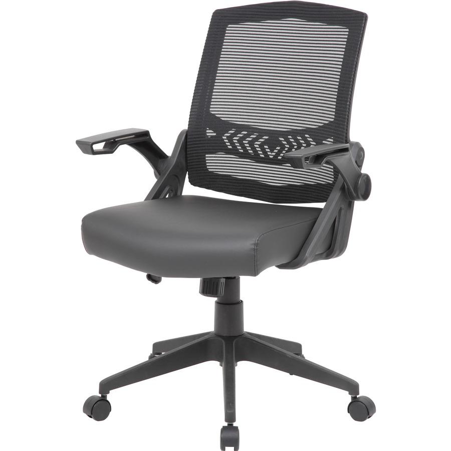 Boss Mesh Flip Arm Task Chair - Black Seat - Black Back - Black Frame - 5-star Base - 1 Each. Picture 13