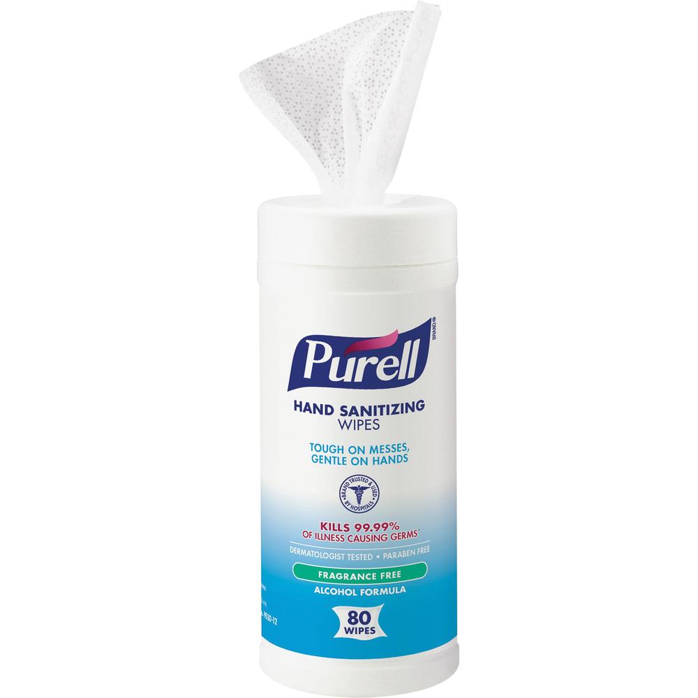 PURELL&reg; Alcohol Hand Sanitizing Wipes - White - 80 Per Canister - 12 / Carton. Picture 2
