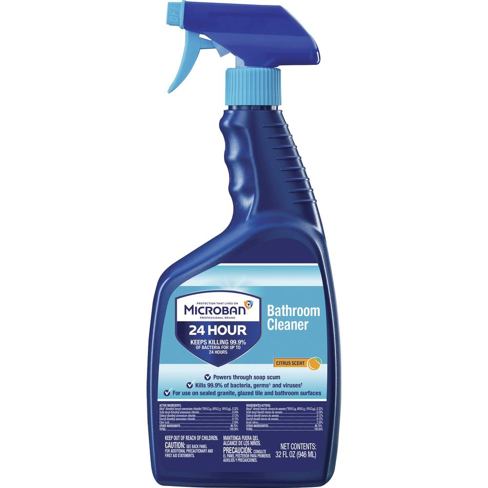 Microban Professional Bathroom Cleaner Spray - Ready-To-Use - 32 fl oz (1 quart) - Citrus Scent - 6 / Carton - Versatile, Phosphate-free, Antimicrobial, Antibacterial - Multi. Picture 3