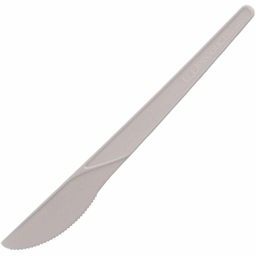 Eco-Products 6" Plantware High-heat Knives - 1000/Carton - Knife - Plastic - White. Picture 2
