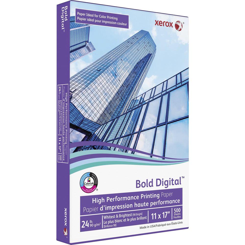 Xerox Bold Digital High Performance Paper - White - 98 Brightness - 11" x 17" - 24 lb Basis Weight - 500 / Ream - White. Picture 3
