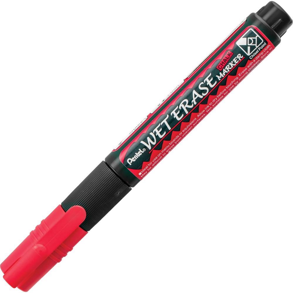 Pentel PROGear Wet-Erase Liquid Chalk Marker - Chisel Marker Point StyleChalk-based Ink - 4 / Pack. Picture 9