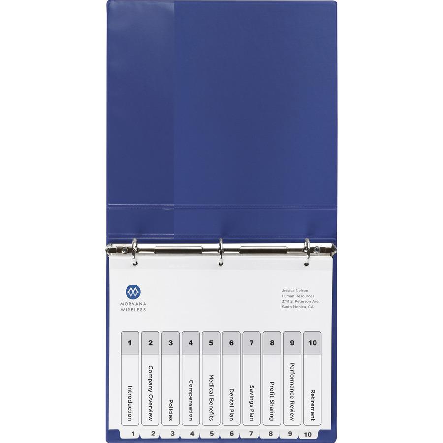 Avery&reg; Ready Index 10-tab Custom TOC Dividers - 60 x Divider(s) - 1-10, Table of Contents - 10 Tab(s)/Set - 8.5" Divider Width x 11" Divider Length - 3 Hole Punched - White Paper Divider - White P. Picture 4